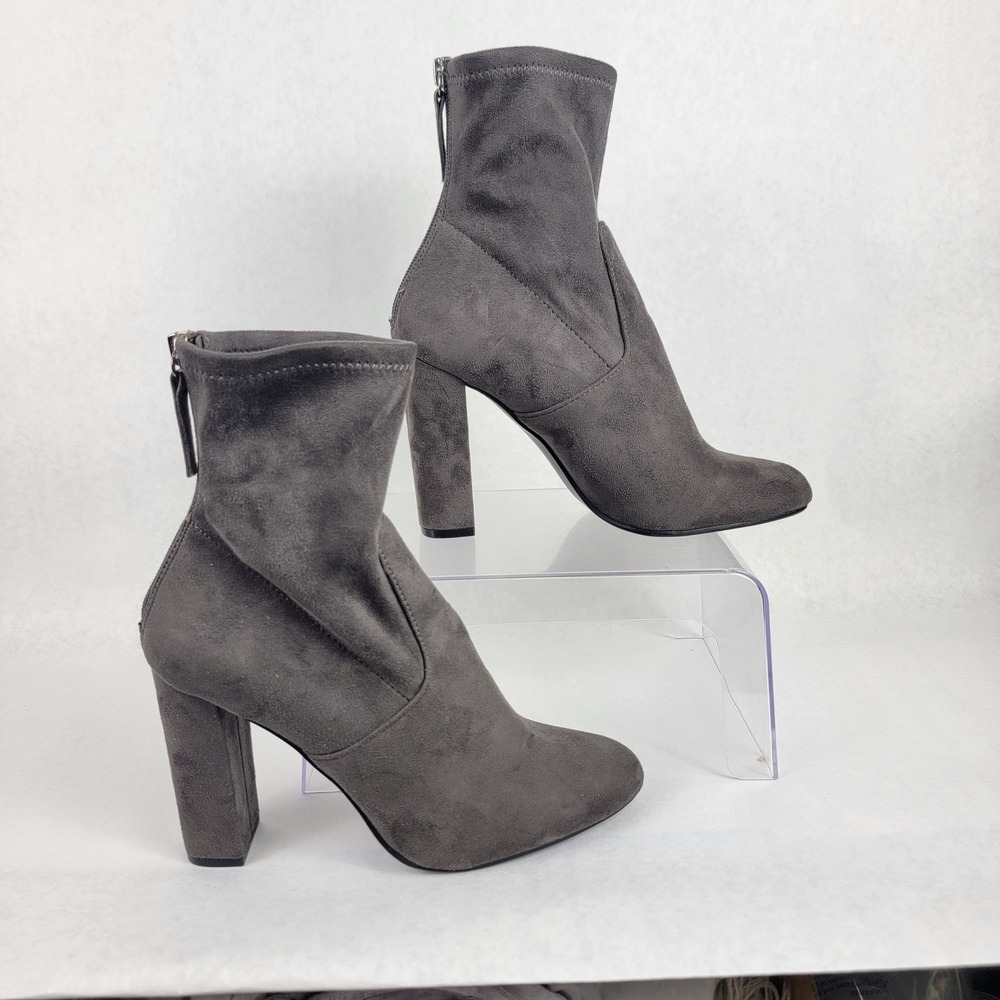 Steve Madden Gray Suede Heeled Boots Size 8